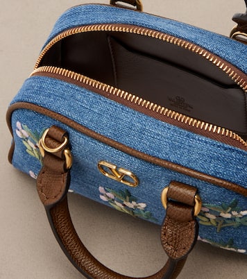 VLogo Mini floral denim top-handle bag | Valentino Garavani