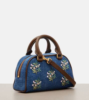 VLogo Mini floral denim top-handle bag | Valentino Garavani