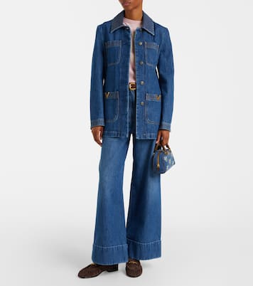 VLogo Mini floral denim top-handle bag | Valentino Garavani