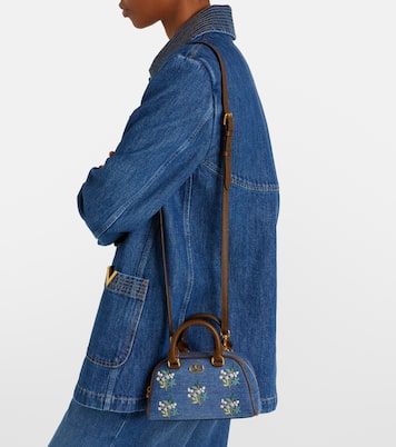 VLogo Mini floral denim top-handle bag | Valentino Garavani