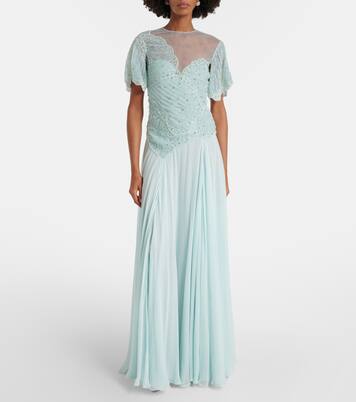 Verzierte Robe aus Georgette | Costarellos