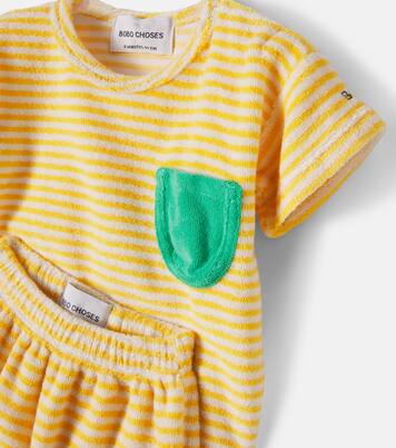 Baby Yellow Stripes cotton-blend T-shirt and pants set | Bobo Choses