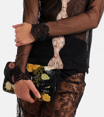 Lace-trimmed sheer mesh shirt | Valentino