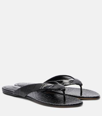 Croc-effect leather thong sandals | Le Monde Béryl