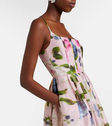Floral linen and silk midi dress | Carolina Herrera