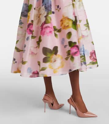 Floral linen and silk midi dress | Carolina Herrera