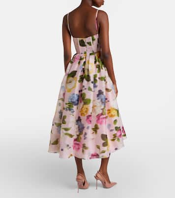 Floral linen and silk midi dress | Carolina Herrera