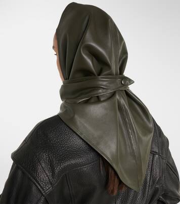 Draped leather hood | Nour Hammour