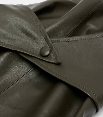 Draped leather hood | Nour Hammour