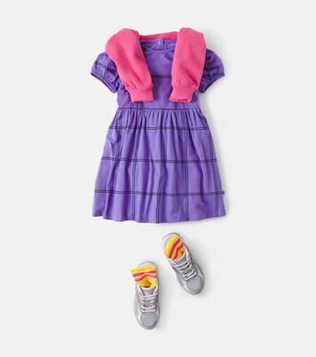 Checked cotton-blend jersey dress | Mini Rodini