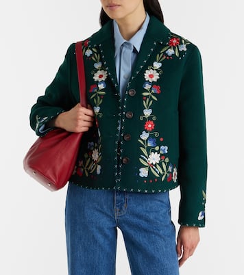 Jude embroidered floral wool-blend jacket | Rixo