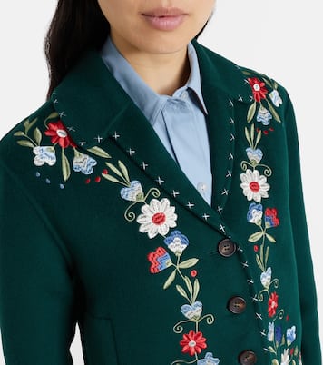 Jude embroidered floral wool-blend jacket | Rixo