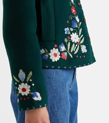 Jude embroidered floral wool-blend jacket | Rixo