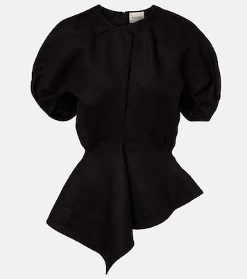 Rumi peplum linen-blend top | Khaite