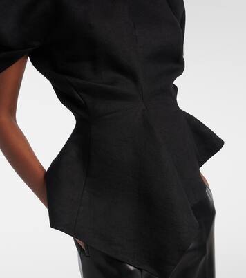 Rumi peplum linen-blend top | Khaite