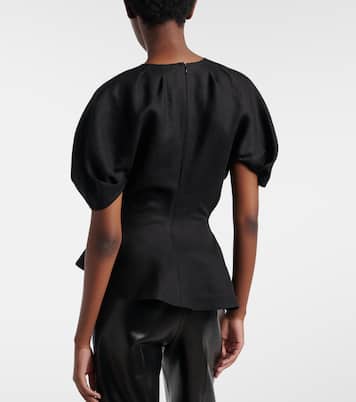 Rumi peplum linen-blend top | Khaite