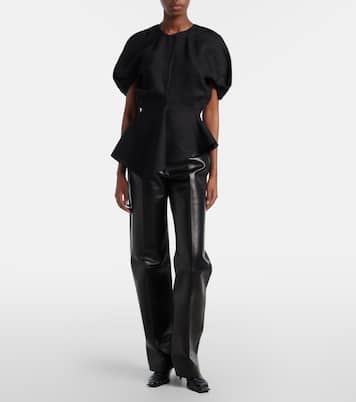Rumi peplum linen-blend top | Khaite