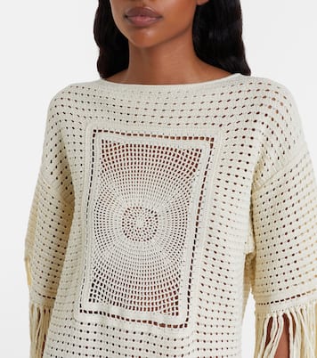 Indra crochet fringed cotton minidress | Zimmermann