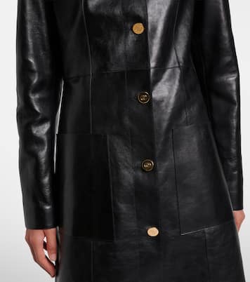Mantel Interlocking G aus Leder | Gucci