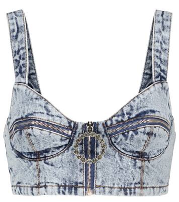 Denim-Bustier mit Kristallverzierung | Alessandra Rich