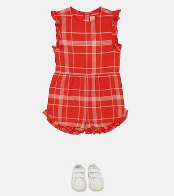 Squirrel checked cotton romper | The Animals Observatory