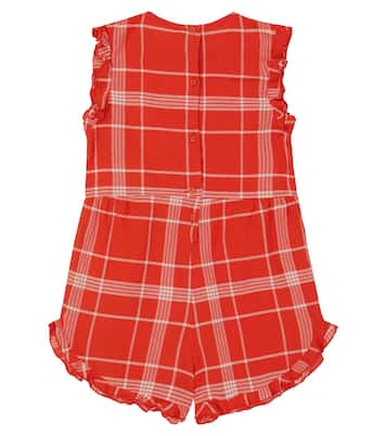 Squirrel checked cotton romper | The Animals Observatory