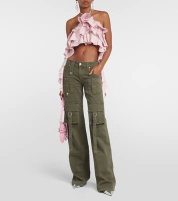Low-rise denim cargo pants | Blumarine