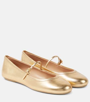 Carla metallic leather ballet flats | Gianvito Rossi