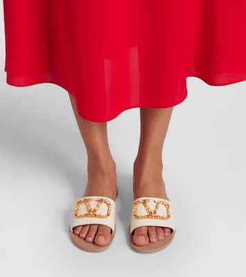 Verzierte Pantoletten VLogo Signature aus Leder | Valentino Garavani