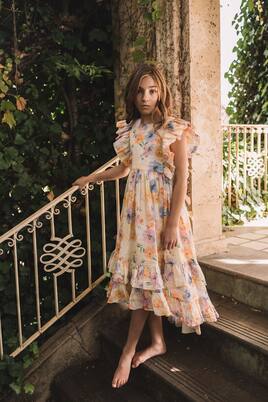 Ruffled floral linen dress | Petite Amalie  