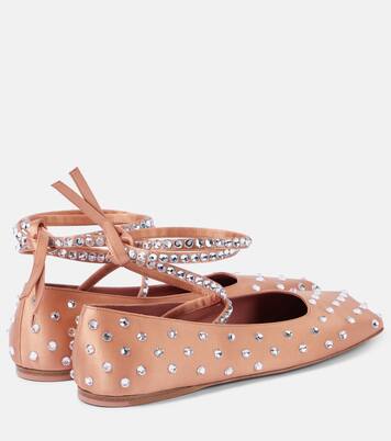Ane crystal-embellished satin ballet flats | Amina Muaddi
