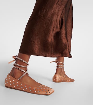 Ane crystal-embellished satin ballet flats | Amina Muaddi