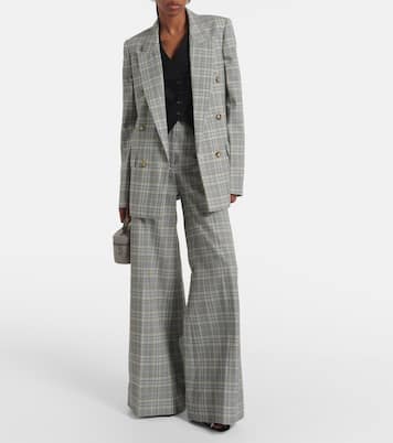 Pantalon évasé en laine à carreaux | Stella McCartney