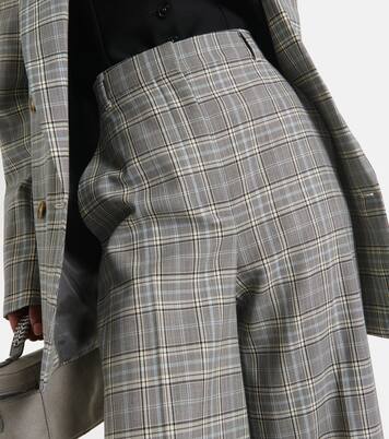 Pantalon évasé en laine à carreaux | Stella McCartney