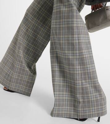 Pantalon évasé en laine à carreaux | Stella McCartney