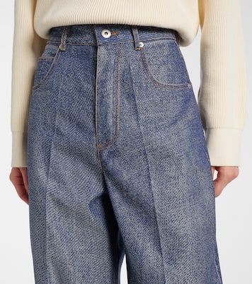 Trompe l'œil wool and cotton wide-leg pants | Bottega Veneta