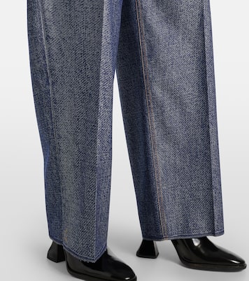 Trompe l'œil wool and cotton wide-leg pants | Bottega Veneta