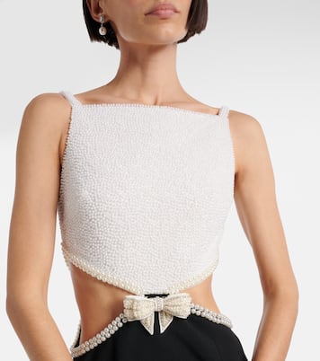 Robe longue en crêpe à perles fantaisie | Self-Portrait