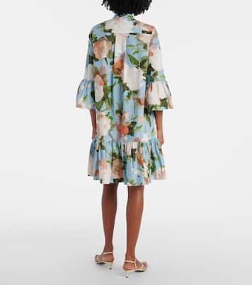 Floral gathered cotton poplin minidress | Erdem
