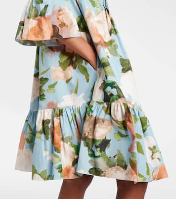 Floral gathered cotton poplin minidress | Erdem