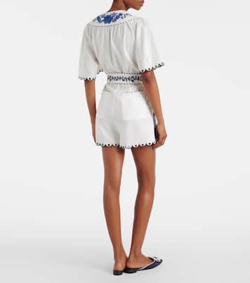 Embroidered linen-blend romper | Farm Rio