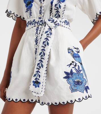 Embroidered linen-blend romper | Farm Rio