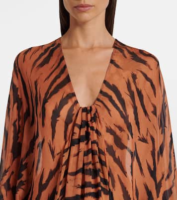 X Sabine Getty - Caftano in seta con stampa | Adriana Degreas