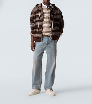 Felpa in cotone a righe con cappuccio | Miu Miu