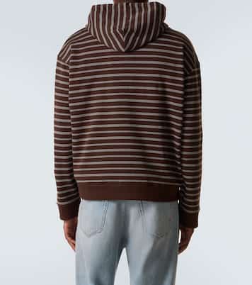 Felpa in cotone a righe con cappuccio | Miu Miu