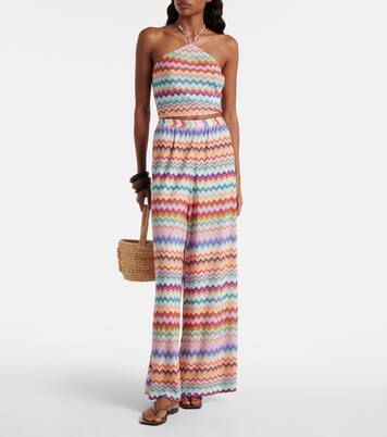 Zigzag halterneck lamé crop top | Missoni
