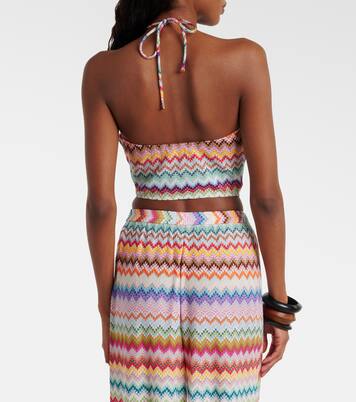 Zigzag halterneck lamé crop top | Missoni