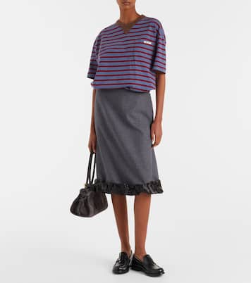 Midirock aus Wolle mit Satin | Prada