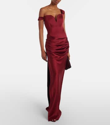 Robe longue en crêpe de satin | Alex Perry