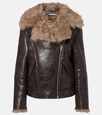 Shearling-trimmed leather jacket | Acne Studios